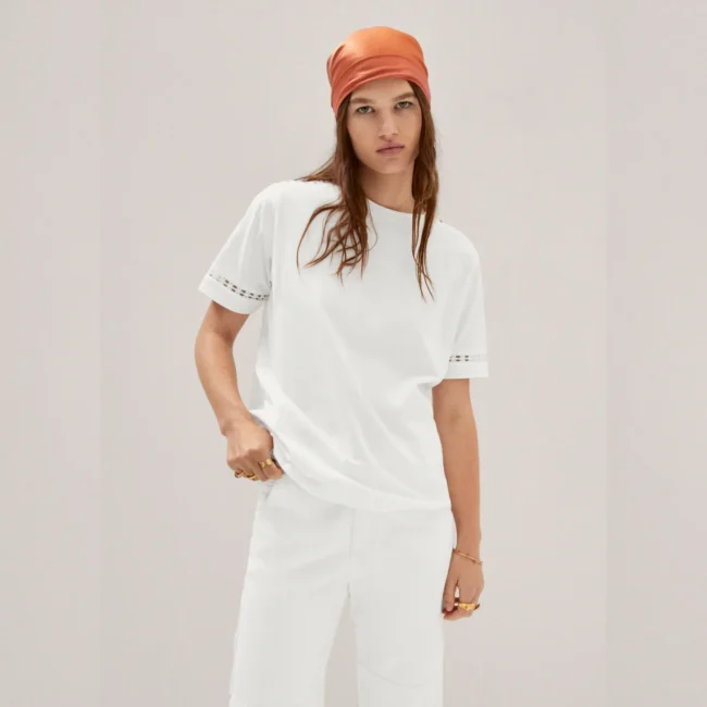 Embroidered White Cotton T-Shirt